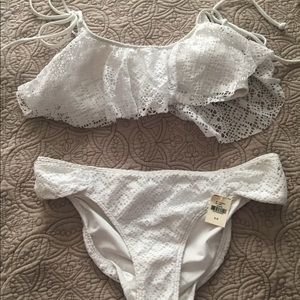 White bikini with flounce top